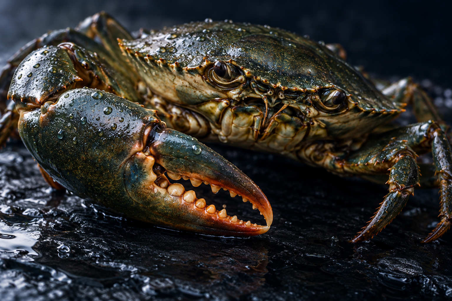 Illustration: Close-up of mud crab shell and claws
